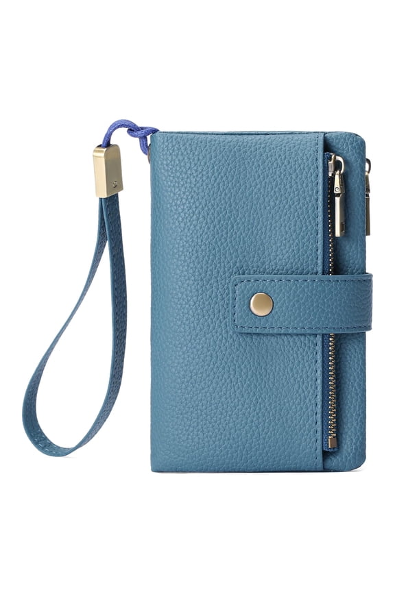 Small Womens Wallet Leather Bifold Card Holder RFID Blocking with Zipper Coin Pocket