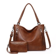 Tote Bag for Women with Zipper Leather Purse and Handbags Ladies Top-handle Shoulder Bags