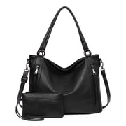 Tote Bag for Women with Zipper Leather Purse and Handbags Ladies Top-handle Shoulder Bags