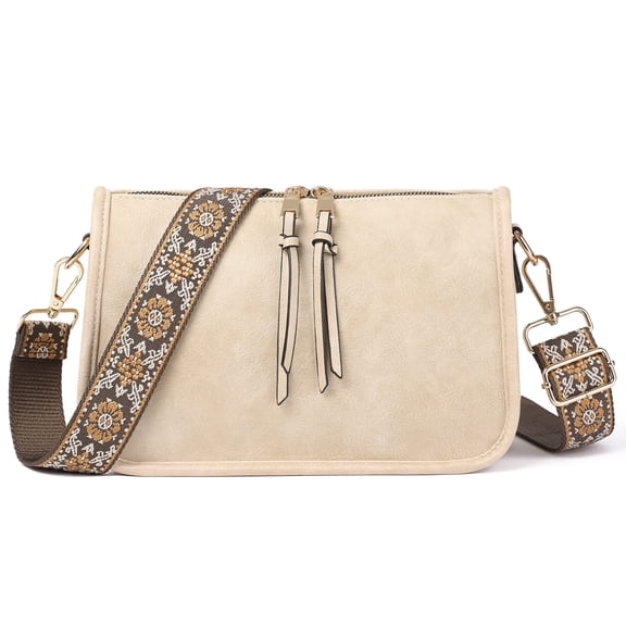 SENDEFN Trendy Leather Crossbody Purse with Tassel Zipper for Women Purses,Small Shoulder Handbags with Wide Strap Detachable