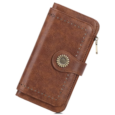 Wallet Woman Leather Snap RFID Blocking Card Holder Ladies Wallet with Zipper Coin Pocket