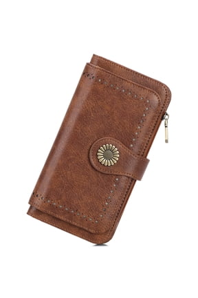 Wallet Woman Leather Snap RFID Blocking Card Holder Ladies Wallet with Zipper Coin Pocket