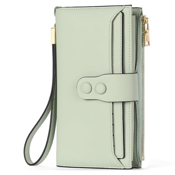 SENDEFN Wallets for Women Genuine Leather Credit Card Holder with RFID Blocking Large Capacity Wristlet