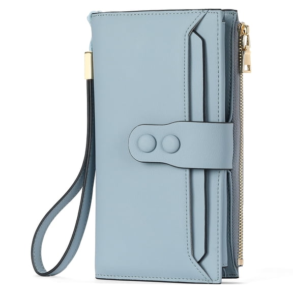 SENDEFN Wallets for Women Genuine Leather Credit Card Holder with RFID Blocking Large Capacity Wristlet