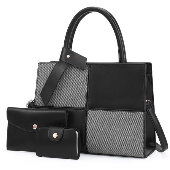 SENDEFN Women Fashion Handbags Tote Bags PU Leather Shoulder Bags Top Handle Satchel Purse Set 3pcs