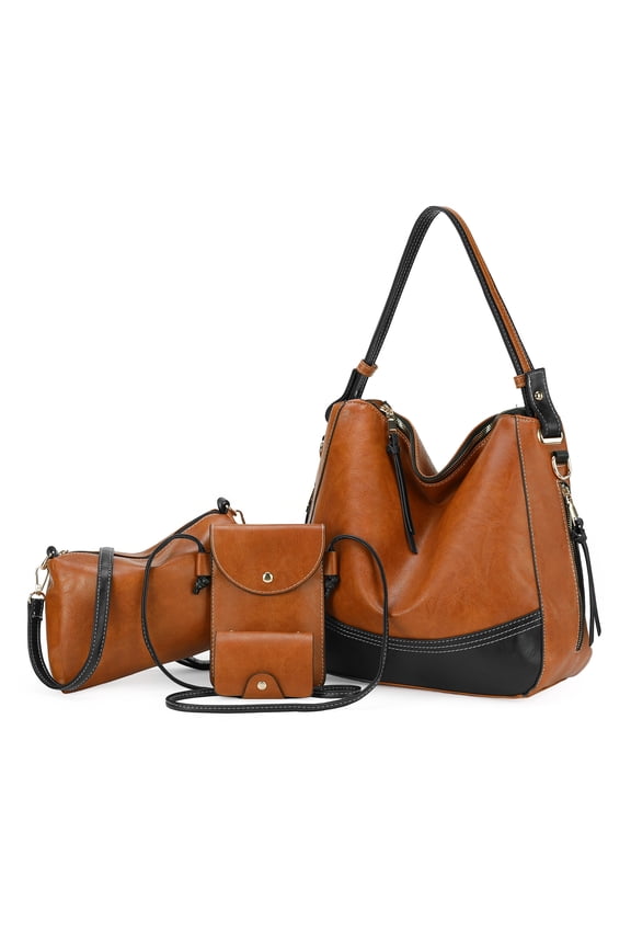 Women Fashion Handbags Wallet Tote Bag Shoulder Bag Top Handle Satchel Purse Set 4pcs