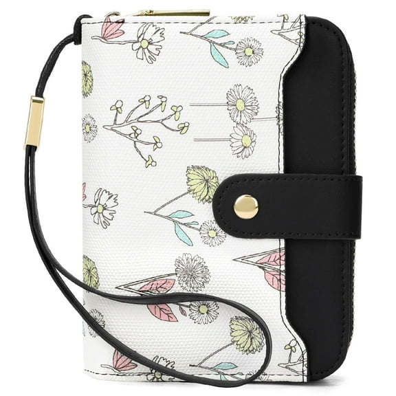 SENDEFN Women Floral Flower Wallet Small Bifold Zipper Coin Pocket Purse RFID Credit Card Holder Purse with ID Windows