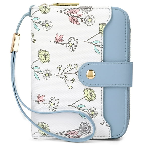 SENDEFN Women Floral Flower Wallet Small Bifold Zipper Coin Pocket Purse RFID Credit Card Holder Purse with ID Windows