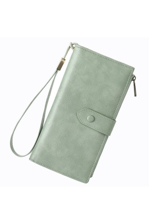 Women Genuine Leather Wallet Large Capacity Bifold RFID Blocking Card Holder with Zipper Coin Pocket