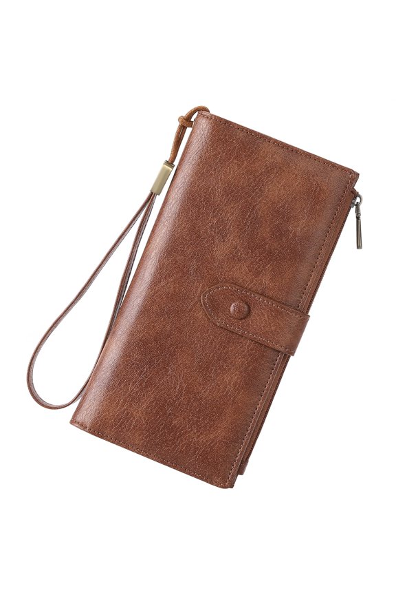 Women Genuine Leather Wallet Large Capacity Bifold RFID Blocking Card Holder with Zipper Coin Pocket