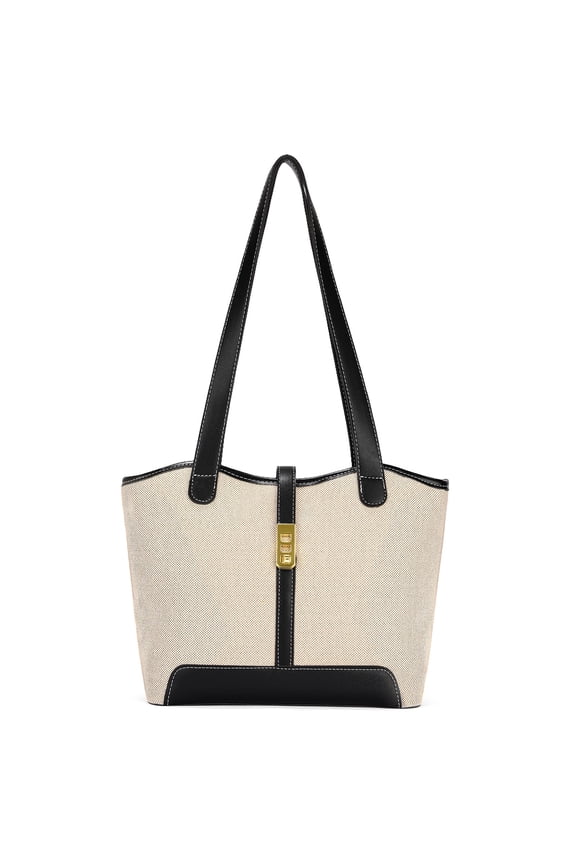 SENDEFN Women's Canvas Shoulder Bags Retro Casual Handbags Work Bag Tote Purses(Black)