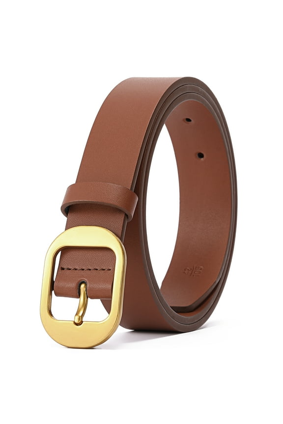 Women's Casual Leather Belts for Jeans Pants Ladies Belt Fashion Vintage Gold Pin Buckle