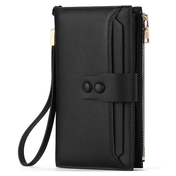 SENDEFN Wallets for Women Genuine Leather Credit Card Holder with RFID Blocking Large Capacity Wristlet