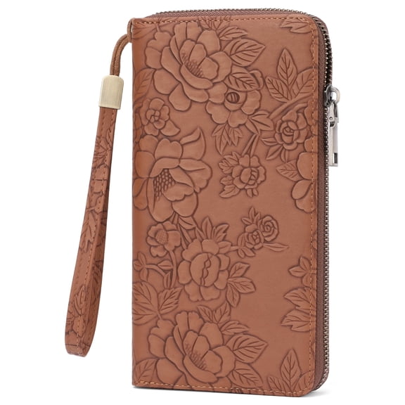 SENDEFN Womens Print Floral Wallet Leather Credit Card Holder Wallet RFID Wristlet Wallet for Women Ladies Clutch Long Purses