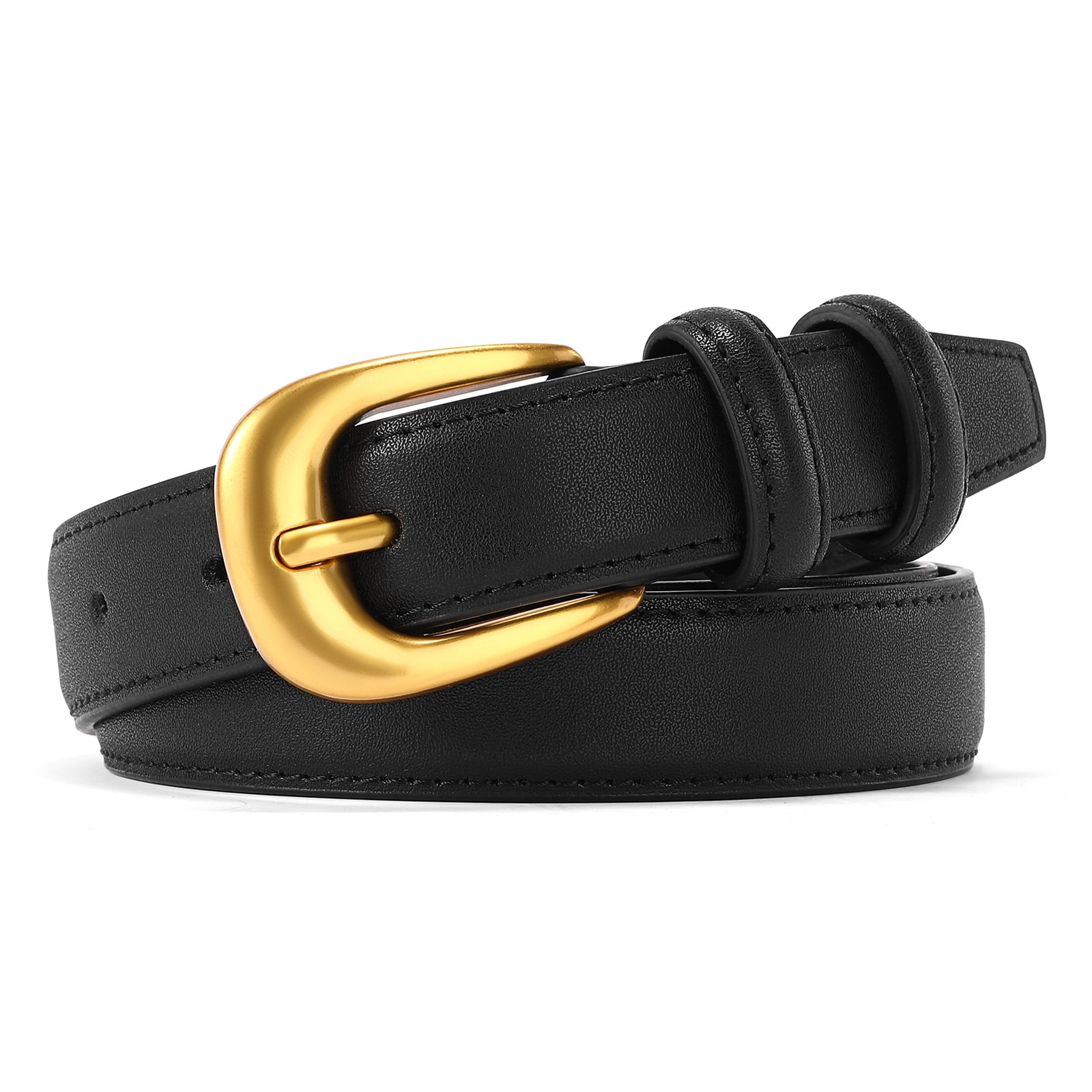 7374 Genuine Leather Belts For Women Black Belt With Gold Buckle Jeans Buy Ladies Belt For Jeans CC Gold Buckle Black Calfskin  main image 4
