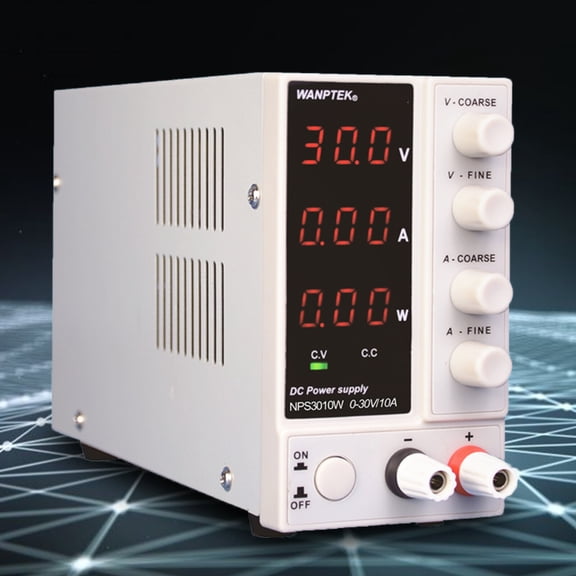 SENDERPICK 0-30V 0-10A Precision Lab DC Power Supply Variable Adjustable Benchtop Regulate Power Supply 3 Digital Display