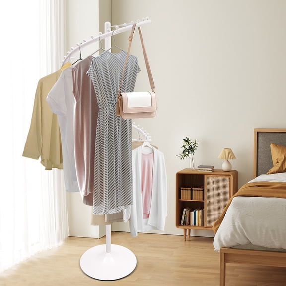 SENDERPICK 1.8m Spiral 360 Rotating Garment Rack - Floor-Standing Clothes Organizer, White for Bedrooms & Laundry Rooms