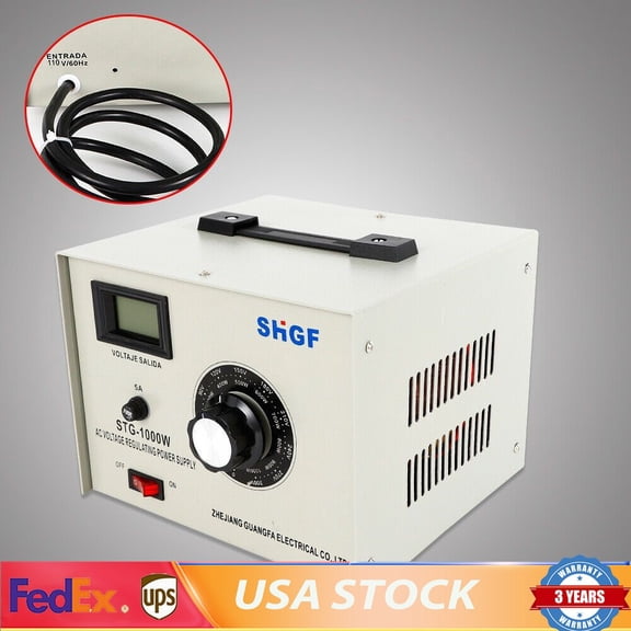 SENDERPICK 1000W 0-300V Variac Auto Transformer, STG-1000W 0-300V Adjustable Voltage Regulator with LCD Display 110V Single Phase Power Supply Converter Transformer for US Plug