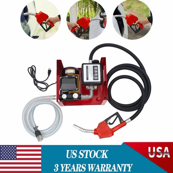 SENDERPICK 110V 550W Electric Oil Fuel Gas Transfer Pump Self-priming Pump W/ Nozzle Meter 60L/Min