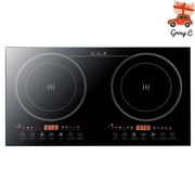 SENDERPICK 110V Induction Cooktop with 2 Burners, 1200W, Electric Induction Hot Plate with LCD Sensor Touch, Temperature Controls, Quick Heating, Easy to Clean, Black