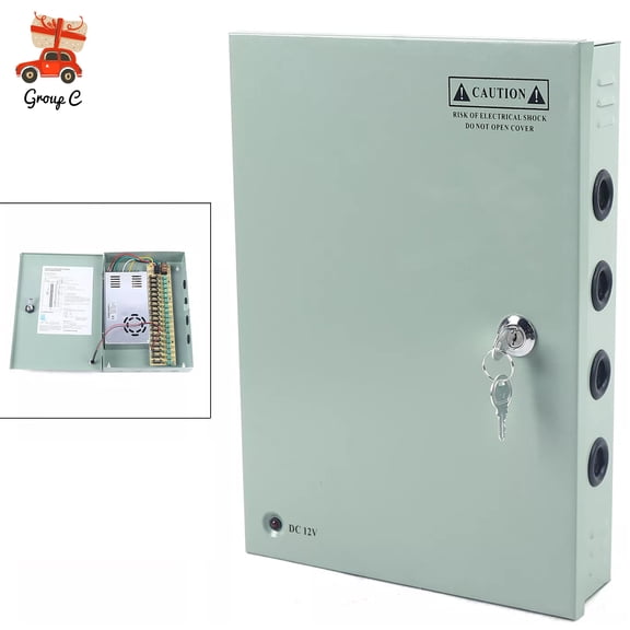 SENDERPICK 12VDC 18CH 30A Security Camera Power Supply Box Distribution for CCTV DVR System