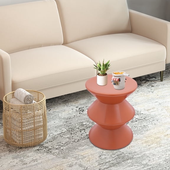 SENDERPICK 14.2*17.7 inch Side Table Orange Sofa Side Table Modern Round End Table for Living Rooms, Bedrooms