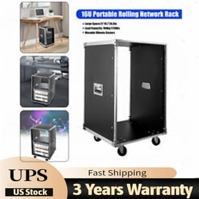 SENDERPICK 16U Portable Rolling Network Rack, Top and Bottom Cable Management, Built-in Handles, Locking Swivel Caster Wheels, Audio Video, Telecom, Equipment Rack