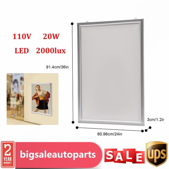 SENDERPICK 24"x36" Silver Backlit Movie Poster Art Picture Frame Photo Frame LED Light Box Wall Mount Display Sign Holder, Wall Mounting, Magnetic Frame for Movie Poster Advertising Display