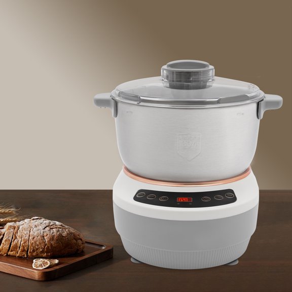 SENDERPICK 5L/5.2Qt Electric Dough Maker with Ferment Function Dough Mixer Machine Flour Kneading Machine Bread Dough Mixer with Microcomputer Timing & Top Small Window (Silver)