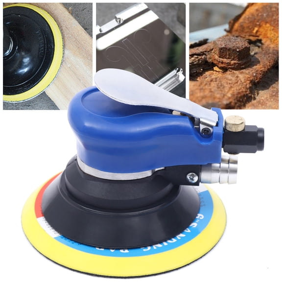 SENDERPICK 6INCH Air Palm Orbital Sander Random Hand Sanding Pneumatic Round 10000 RPM for Auto Body Work Woodworking Composites Metal, with Wrench and Dust Extraction Tube