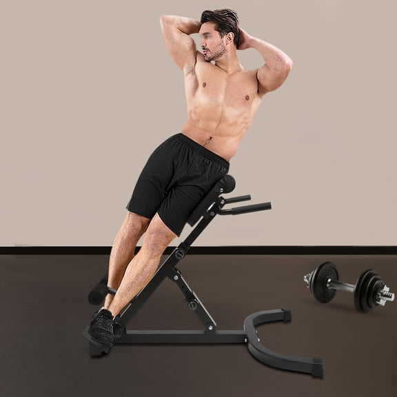 SENDERPICK Back Extension Roman Chair AB Machine Adjustable Lengths & Angles Sit up Bench Hip Thrust Machine Multi-Functional Bench for Full All-in-One Body Workout