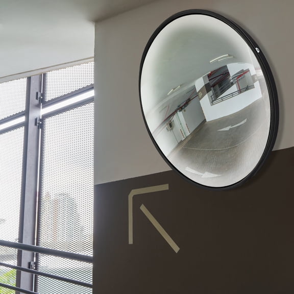 SENDERPICK Convex Corner Mirror - 12 Inch Adjustable Wide Angle View Curved Security Blind Spot Mirror,For Indoor And Outdoor Garage, Warehouse, Blind Spot,Backup Mirror With Clear View - Black
