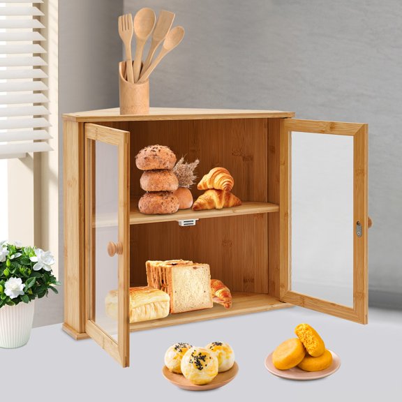 SENDERPICK Corner Bread Display Case, Bread Storage Container, Corner Bread Box for Kitchen Countertop For Bakeries, Coffee Shops, Dessert Shops