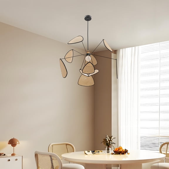 SENDERPICK E26 40W Bamboo Art Ceiling Pendant Light Natural Rattan Hand Woven Hanging Lamp LED Chandelier For Kitchen Living Room Bedroom Dining Room