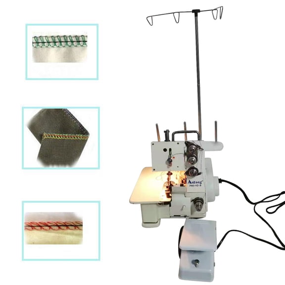 SENDERPICK Electric Sewing Machine, Industrial 4-Thread Overlock Sewing Machine ,with Foot Controller,1200 Stitches/Min for Sewing Undershirts, Cotton Sweaters