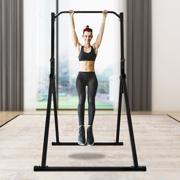 SENDERPICK Foldable Pull Up Bar, Power Tower Workout Dip Station Height Adjustable Pull Up Bar for Home, Multifunction Fitness Tower Station Gym Training Equipment
