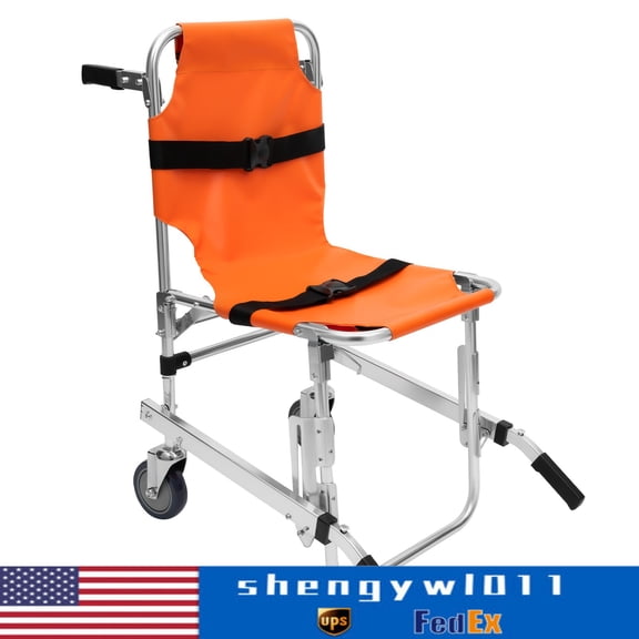 SENDERPICK Foldable Stair Chair, Evacuation Chair Lift for Transferring Patients People, Transfer Chair with 2 Wheels Safety Straps Chair Load 159kg/350.5lb
