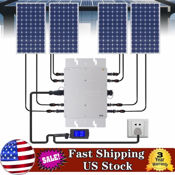 SENDERPICK MPPT Solar Inverter, 1200W Grid Tie Pure Sine Wave Inverter with LCD Display, 1150W Rated Output for Home Solar Panel System, High Efficiency Power Transfer