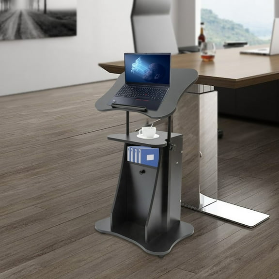 SENDERPICK Mobile Laptop Podium Desk Rolling Presentation Lectern Stand Computer Workstation Height Adjustable