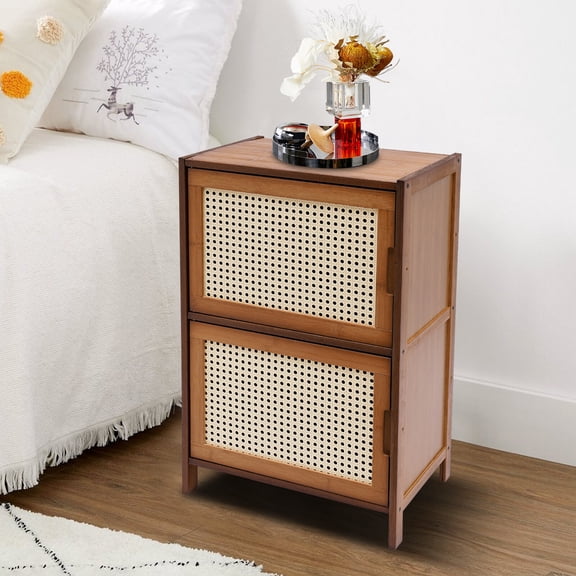 SENDERPICK Modern Design Bamboo Bedside Table 2 Tier Nightstand 99.20lbs Floor Standing USA