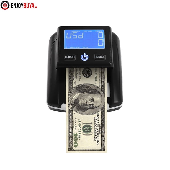 SENDERPICK Portable Counterfeit Bill Detector USD & EUR Bill Checker Machine Accurate Money Detector for Car/Office/Home with Total Value Display