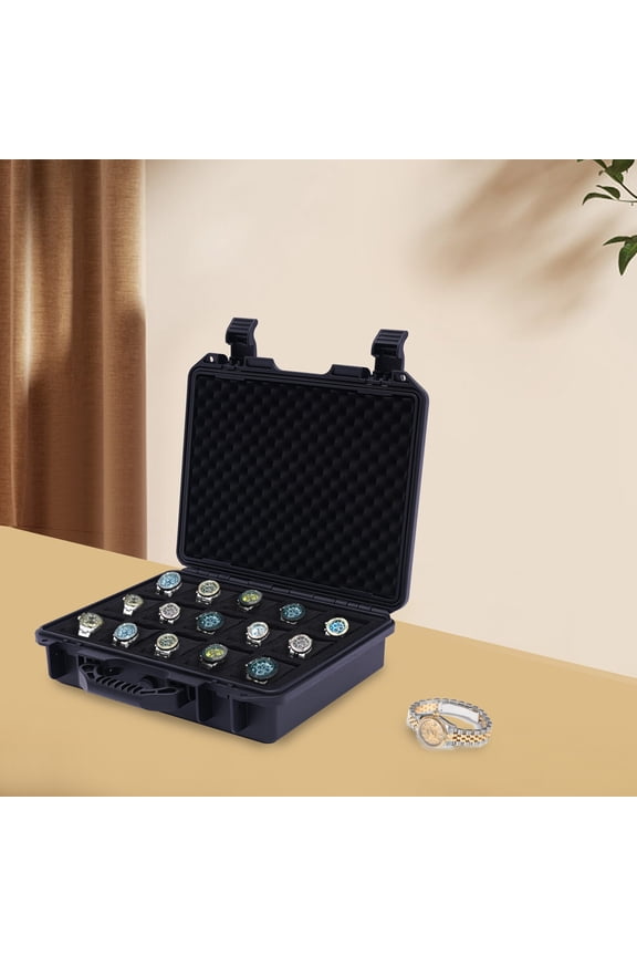Watch Box Display Case Fit 15 Watch in Custom Foam Travel Watch Case Waterproof