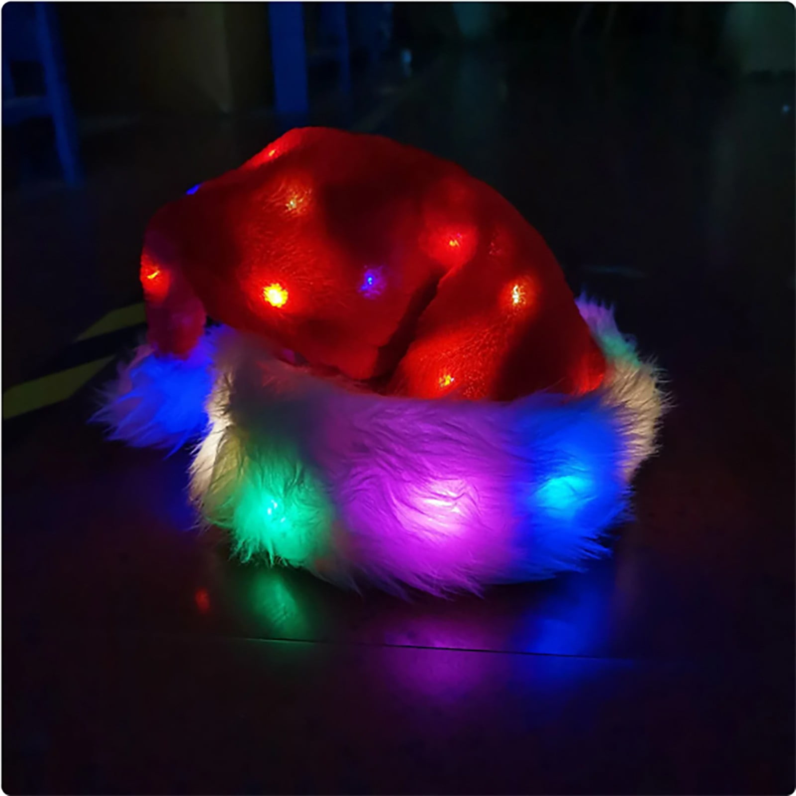 SENDKEEL Christmas Decoration Plush Light Up Led Santa Hat Santa Hat