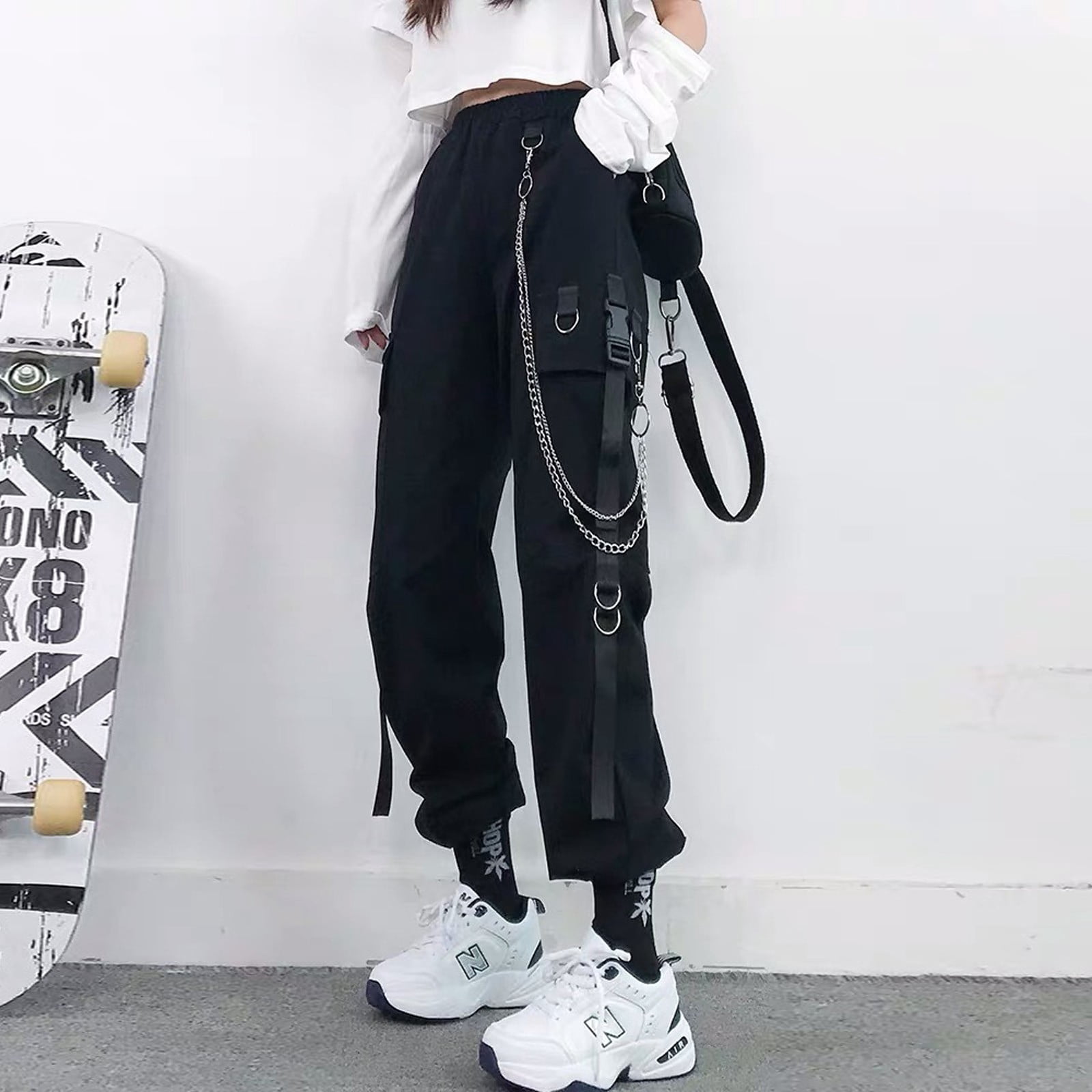 SENDKEEL Women's Korean Black Trousers, Leggings, Cargo Pants With