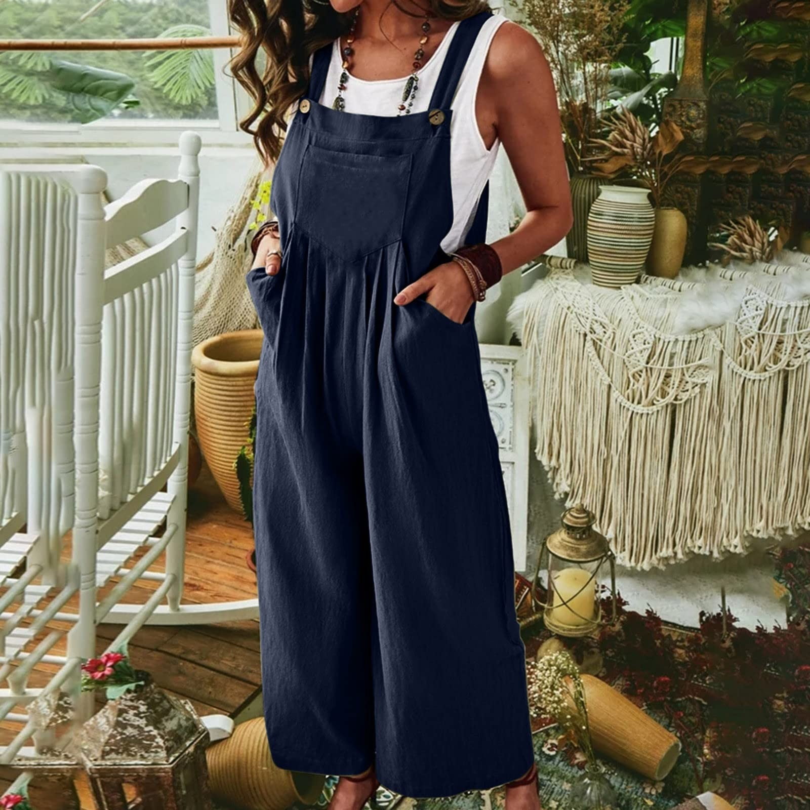 Summer linen jumpsuits hotsell