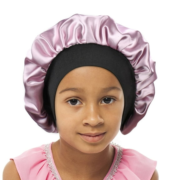 SENGTERM Kids Satin Bonnet Double Layer Wide Elastic Band Sleep Cap Hair Bonnet Silky Night Cap for Toddler Child(2-8T)
