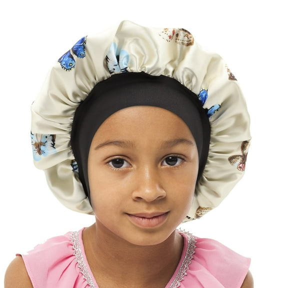 SENGTERM Kids Satin Bonnet Double Layer Wide Elastic Band Sleep Cap Hair Bonnet Silky Night Cap for Toddler Child(2-8T)