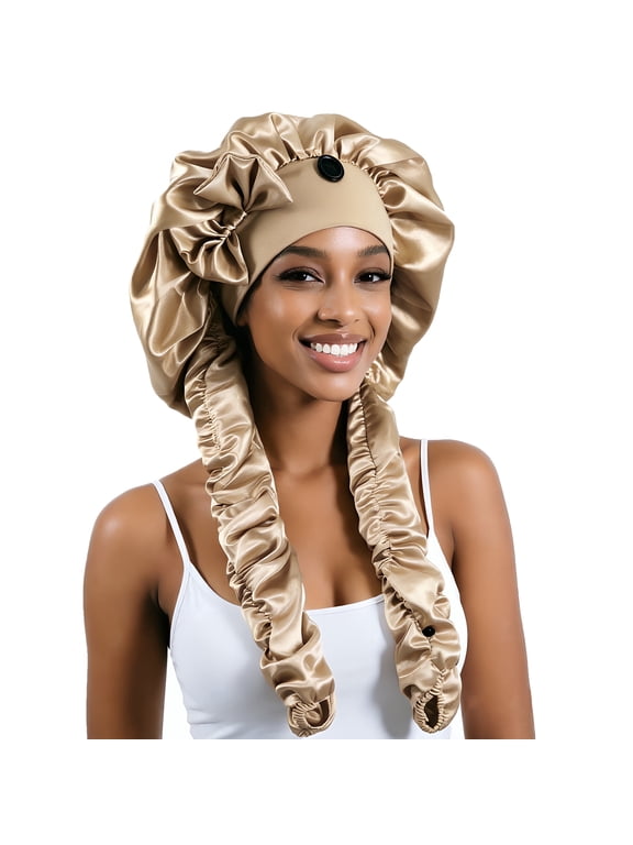 Long Satin Bonnet for Braids Silky Hair Bonnets for Sleeping Women No Slip Sleep Cap Hair Care Heatless Curls Bonnet for Braids, Locs, Dreadlocks