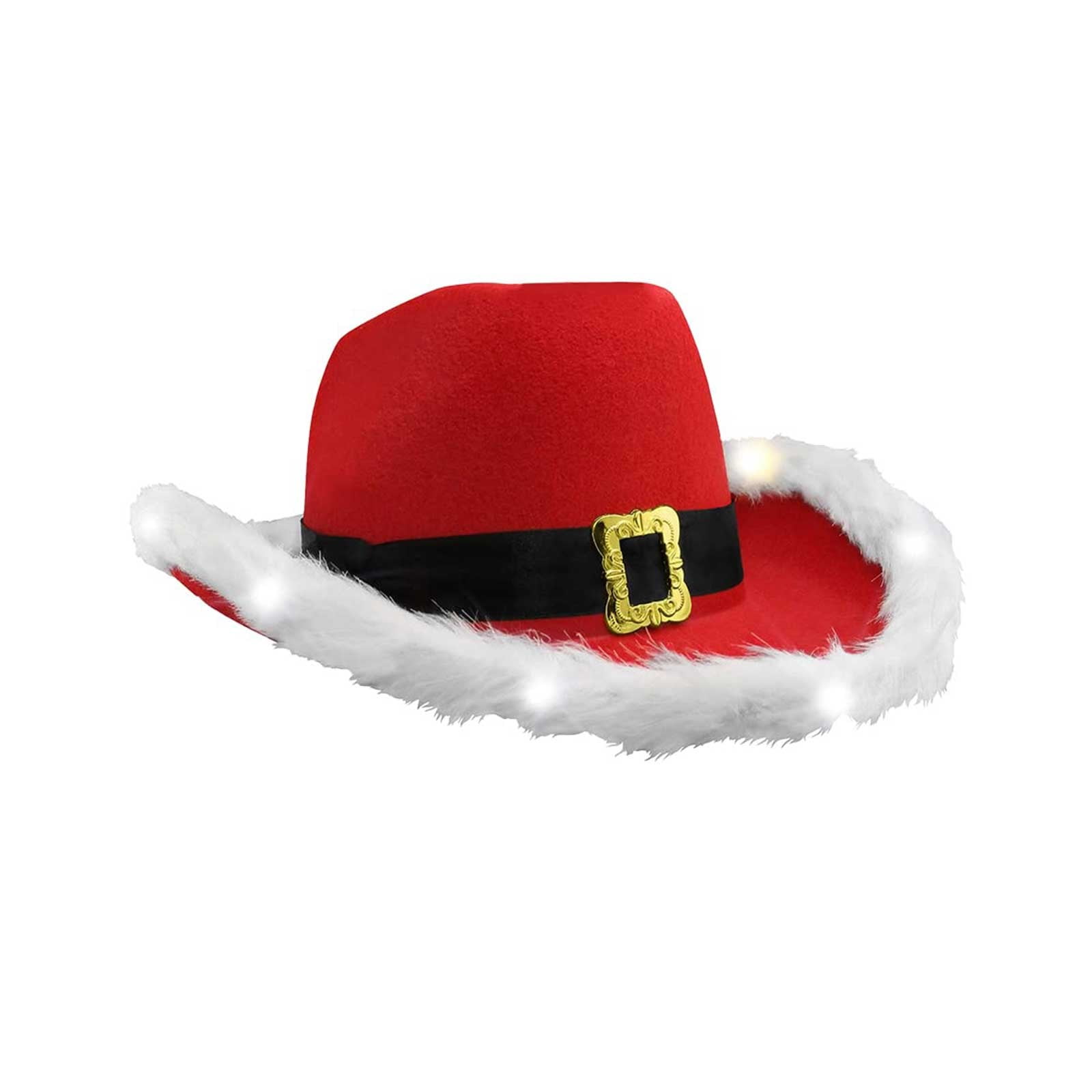SENGTONG Santa Cowboy Hat White Edge Western Cowboy Hat Feather Edge