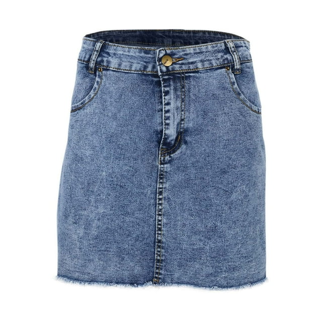 SENGTONG Summer Sexy Denim Skirt For Women Hem Bodycon Mini Jean Skirt ...